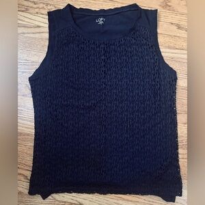 LOFT Black Sleeveless Textured Tank Top